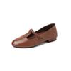 Sapatos Mary Jane Artísticos de Couro Bovino de Primeira Camada, Fácil de Combinar, Estilo Coreano, Outono 2025, Sapatos Individuais Planos de Couro Genuíno com Bico Redondo para Mulheres