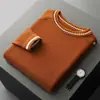 Estilo Nuevo Otoño e Invierno 90 Hilos Suéter 100% Lana Pura para Hombre Cuello Redondo Moda Juvenil Suéter Pulóver Camiseta de Punto Base Superior