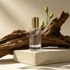 En stock botella de viaje transparente de 30 ml con rollerball roll-on botella de vidrio para aceites esenciales botella de vidrio redonda recta con rollerball botella para serum