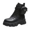 Estilo Británico Comercio Exterior Botines Cortos para Adultos Botas de Mujer Punta Redonda Talla Grande Moda con Cordones Suela Gruesa Nuevo Estilo 2025