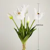 Flores de tulipa artificiais realistas de alta qualidade, 5 cabeças, decoração interna de luxo leve, decoração de buquê, maço de tulipas artificiais