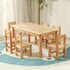 Mesa y silla de madera maciza para jardín de infantes juego de escritorio de madera de pino para niños mesa de aprendizaje de juegos juguetes de educación temprana para bebés