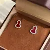 Pendientes en Miniatura de Calabaza Estilo Chino de Gama Alta V-Gold para Mujer, con Nácar Natural, Artesanía de Nicho y Sofisticada, Disponibles para Venta al por Mayor