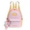 Mochila Cuadros Fresca y Dulce Estilo Coreano para Mujer, Lindo Bordado de Manzana, Mochila Escolar Estilo Universitario para Estudiantes, Mochila de PU para Niña