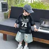 Traje de Verano de Manga Corta para Niños 2026 Nuevo Estilo Conjunto de Verano para Bebé Niño Shorts de Mezclilla Casual Elegante Conjunto de Dos Piezas para Niños