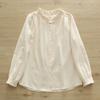 Camisa de Botones de Algodón con Cuello de Encaje de Hongo Estilo Literario Dulce Manga Larga para Mujer Estilo Nacional Estilo Chino Cuello Vertical Top Holgado