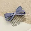 Pente Grampo Colorido com Laço de Cetim Estilo Coreano, Presilha Doce e Elegante para Franja, Penteador de Cabelo para Lado e Traseira da Cabeça