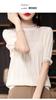 Verão Renda costurando T-shirt estilo ocidental All-match Worsted lã malha de manga curta mulheres top de malha fina
