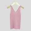 Camisola de Punto de Seda de Morera y Lana con Cuello en V para Mujer, Nuevo Estilo de Verano, Alta Elasticidad, Top Interior de Corte Ajustado
