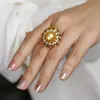Anillo Minimalista Estilo Vintage Transfronterizo con Acabado Cepillado Estilo Q, Joyería de Perla de Mar del Sur de Imitación, Anillo Abierto Cepillado, Vintage