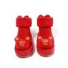 2022 nuevos zapatos y calcetines gruesos de rizo para recién nacidos cálidos rojos antideslizantes para niños pequeños bebé rojos calcetines de Año Nuevo
