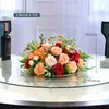 Mesa Redonda de Comedor para Hotel con Flores en el Centro, Mesa Redonda de Restaurante Flores en Mesa, Decoración de Banquete, Arte Floral, Decoraciones de Mesa para Sala de Conferencias, Flores