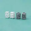 Cuentas de Transferencia de Paz y Alegría Plata de Ley S925 Pulsera Antigua China Retro Pulsera de Cristal DIY Cuentas Espaciadoras Cuadradas