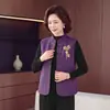 Colete de Lã Novo Primavera e Outono Novo Colete com Botão de Sapo Retro Chinês Gola Alta Jaqueta da Moda Nova Top Feminino