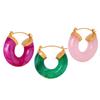 Estilo Coreano Elegante y Fresco Joyería de Nicho Textura de Arena Movediza Galáctica Resina Multicolor Acero de Titanio Chapado en Oro Pendientes en Forma de U para Mujer