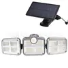 Lámpara de Pared Solar de Tres Cabezales con 333 LEDs Integrados, Lámpara Solar de Cuatro Cabezales para Exteriores con Sensor de Movimiento Humano, Múltiples Cabezales para Patio
