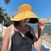 Sombrero para el Sol Verano para Mujer Parasol Resistente a los Rayos UV Parte Superior Vacía Sombrero de Concha de Goma Negra Ala Grande Parasol para la Cara Sombrero para Montar al Aire Libre