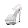 Sapatos de pole dance sexy transparentes de cristal modelo sapatos de passarela femininos sandálias de salto 15cm plus size