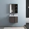 Gabinete de Baño de Aleación de Aluminio con Lavabo Integrado de Placa de Roca Sin Juntas, Tocador, Lavabo, Gabinete con Espejo