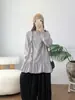 Colección Otoño 2026: Camisa de Manga Larga con Dobladillo de Volantes Patchwork Estilo Japonés para Mujer, Blusa Artística de Corte Holgado