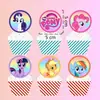 Cartão de decoração de bolo de pônei, sobremesa de aniversário de menina, plug-in musical, adesivo de pudim