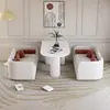 Sofá de Recepción para Salón de Belleza Estilo Crema, Mesa y Sillas, Estilo Lujo Ligero, Área de Descanso para Salón de Uñas, Estudio Fotográfico, Tienda de Bodas, Sofá de Recepción