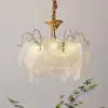 Lámpara colgante de mesita de noche 6 nuevo estilo crema, lámpara colgante pequeña de altura ajustable para dormitorio, entrada, pared de fondo, luz de cuerda colgante ambiental, hierro-aluminio