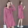 2022 Nuevo Vestido de Moda de Manga Larga Holgado Talla Grande Otoño e Invierno Vestido Sudadera con Capucha de Cola de Pez para Mujer Tendencia