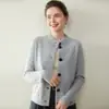 26 Nuevo Cardigan de Punto Trenzado de Cachemira Gruesa de Doble Hilo para Otoño/Invierno, Cuello Alto Versátil de Manga Larga con un Botón para Mujer