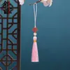 Abanico Dorado Estilo Chino con Borla de Perlas Blancas Caja de Regalo Accesorios Hanfu Colgante Decorativo Marcador de Libros Hecho a Mano