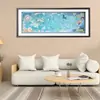 Rompecabezas de 1000 Piezas Escena del Río Qingming 98x34 Marco 98x38 Pintura de los Mil Li de Ríos y Montañas Marco de Madera Maciza de 2000 Piezas para Colgar en la Pared