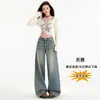 Jeans Vintage de Pierna Ancha para Mujer, Nuevo Estilo Verano 2025, Petite, Sueltos, Adelgazantes, Caída Relajada, Pierna Recta, Pantalones de Largo hasta el Suelo