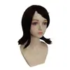 2025 Novo Estilo Franja Lateral Cabelo Curto Cachos Invertidos Castanho Escuro Levemente Cacheado Peruca Anime Cosplay Peruca Cosplay Universal para Mulheres