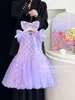 Nuevos Vestidos de Verano 2026 para Niñas Vestidos de Princesa Elegantes para Niños Moda para Bebés Malla Mangas Abullonadas Sin Mangas