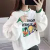Sudadera Fina Estampada de Dibujos Animados para Mujer Primavera y Otoño Estilo Coreano Holgada Estilo Universitario Falso de Dos Piezas Pulóver para Estudiante Top de Manga Larga