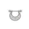 Anillo de acero inoxidable 316L de 1,6 mm con forma de girasol, diseño de flor de luna hueca, para el pecho, joyería antiperforación, Amazon