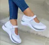 Zapatos Casuales Nuevos Transfronterizos para Mujer Primavera y Verano 2022 Nuevo Tacón de Cuña con Velcro Casual Talla Grande Zapatos Deportivos para Mujer