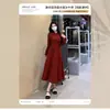 Vestido Rojo Nuevo Estilo Chino Talla Grande para Mujer Otoño 2025 Nuevo Retro Falda de Corte A Aspecto Adelgazante Falda Estilo Chino