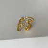 Sentido de Diseño Exagerado, Anillo de Metal Espiral de Ola Ondulada para Mujer, Anillo de Moda Trendy de Personalidad de Nicho Exquisito