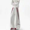 Pantalones deportivos pesados estilo americano de tres rayas para hombre, pantalones casuales deportivos de primavera y otoño, pantalones elegantes holgados rectos de pierna ancha para hombre