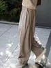 Pantalones Casuales de Raya Vertical Plisados Estilo Old Money para Hombre Verano Delgados con Cordón Cintura Elástica Pantalones Rectos Sueltos Largos