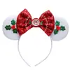 Diadema Navideña de Orejas de Ratón Mickey Mouse para Parque de Atracciones Fiesta Disfraz Accesorios para la Cabeza Navideños Diadema con Lazo