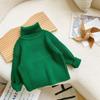 [Stock Listo] Prendas de Punto para Niños Otoño e Invierno 2025 Nuevo Estilo Jersey de Cuello Alto de Color Puro para Niños