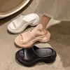 Sandalias Deslizantes Populares Estilo Francés de Jieyang para Verano, con Plataforma Gruesa de Eva y Diseño de Cuña con Punta Abierta