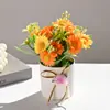 Bonsái de Crisantemo Artificial, Flores Falsas para Decoración del Hogar, Adornos de Mesa para Interiores, Accesorios para Fotografía, Planta Verde Artificial en Maceta