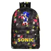 Mochila Escolar Sonic para Jóvenes de Gran Capacidad Lona Estampado de Dibujos Animados Cremallera Mochila Transpirable