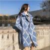 Abrigo de Cachemira Imitación de Visón de Longitud Media para Mujer Imprescindible para Otoño e Invierno Abrigo Suelto Coreano Cardigan de Lana Gruesa a Cuadros