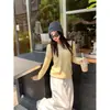 Suéter de Punto Amarillo para Mujer 2024 Nuevo Camisa Base para Primavera y Otoño Capa Interior para Otoño e Invierno Top Pequeño Elegante