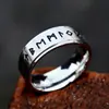 Steel Warrior moda simples anel de aço inoxidável masculino e feminino atacado anel de aço titânio letra Viking nórdica