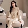 Pijama de Algodón Puro para Mujer, Traje de Cárdigan de Manga Larga para Primavera y Otoño, Holgado y Se Puede Usar Fuera de Casa, Ropa de Casa, Nuevo Estilo Otoño 2025